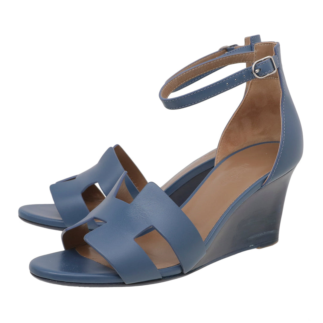 Top quality Hermes Blue H Legend Wedge Sandal 38