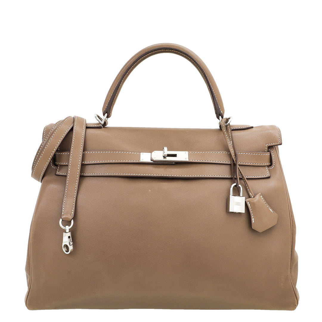 Hermes Etoupe Swift Kelly 35 Bag