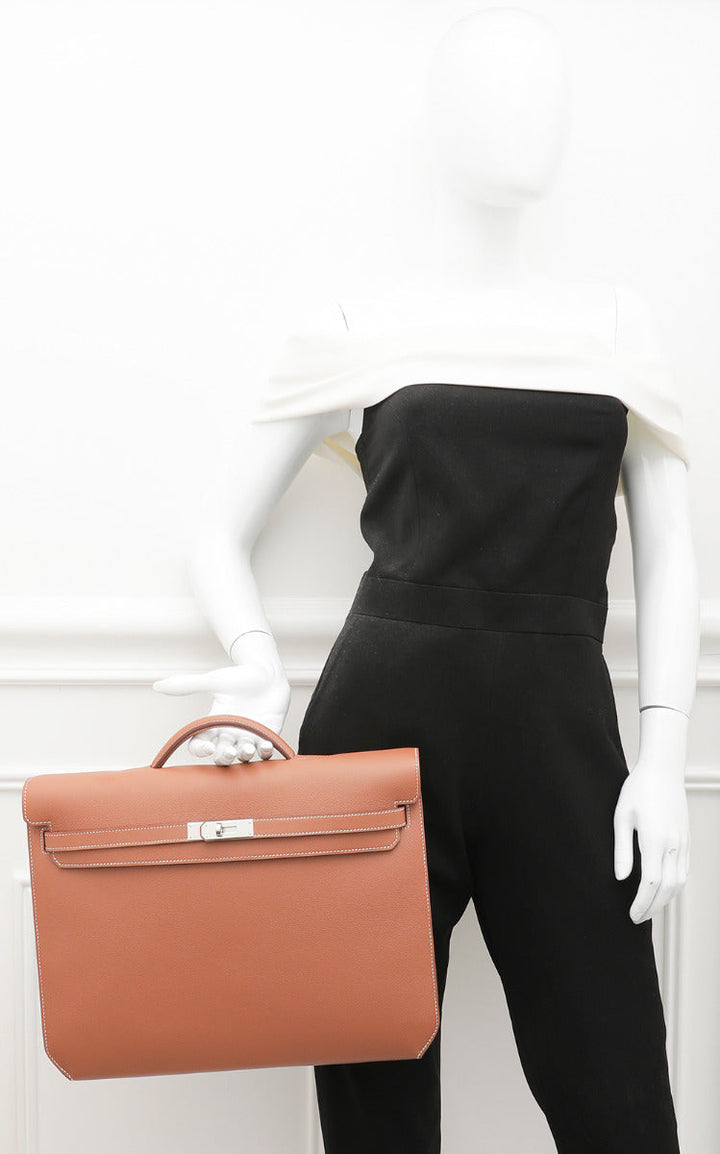 Hermes Gold Kelly Depeches 36 Evercolor Bag
