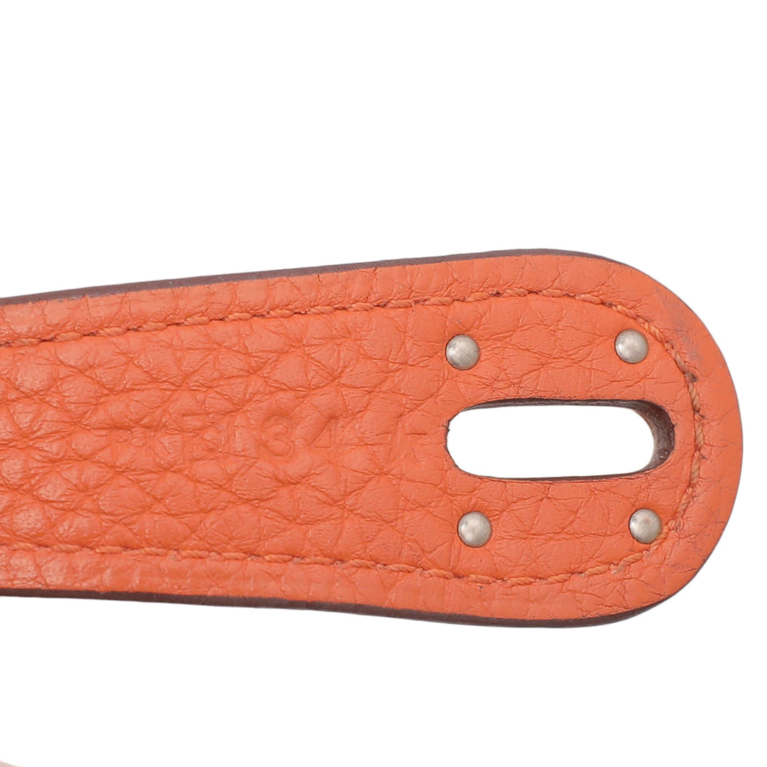 Hermes Orange Clemence Lindy 34 Bag