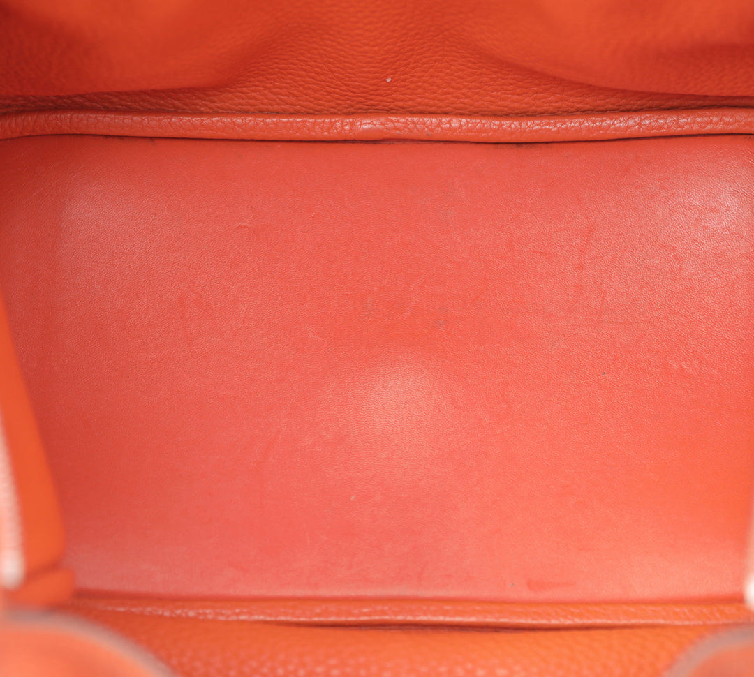 Hermes Orange Clemence Lindy 34 Bag