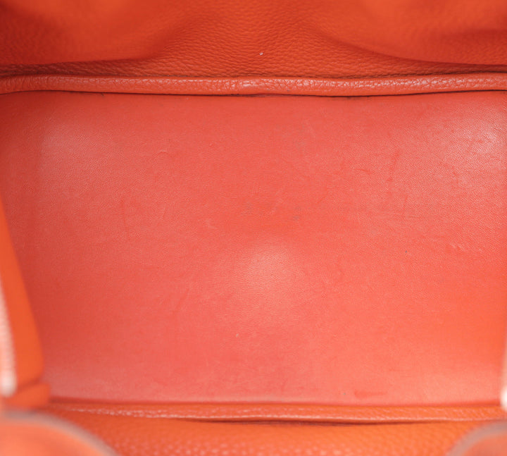 Hermes Orange Clemence Lindy 34 Bag