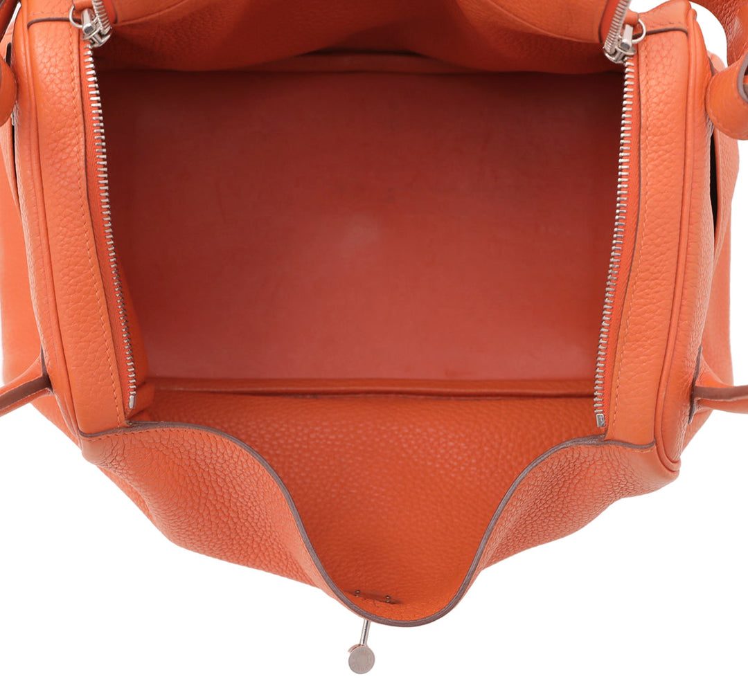 Top quality Hermes Orange Clemence Lindy 34 Bag