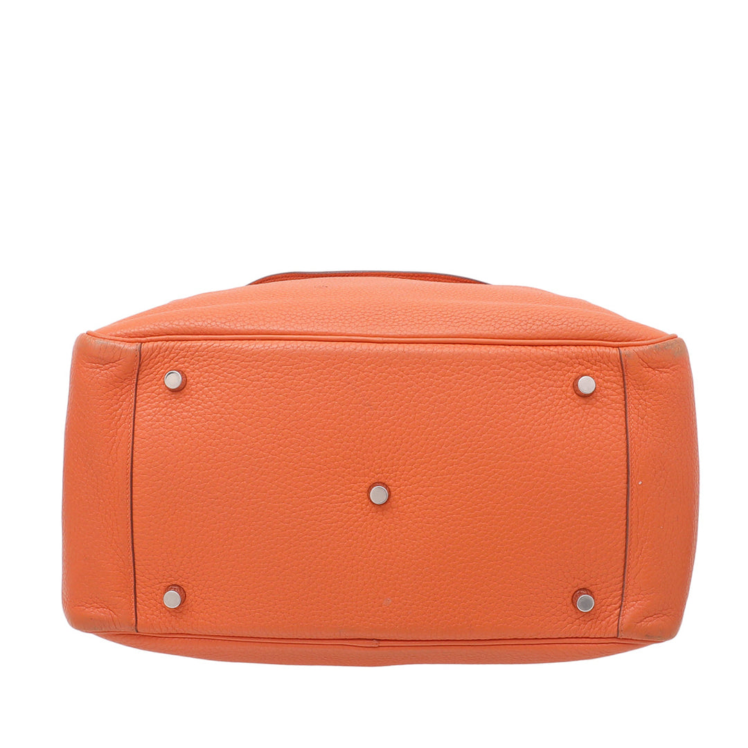 Hermes Orange Clemence Lindy 34 Bag