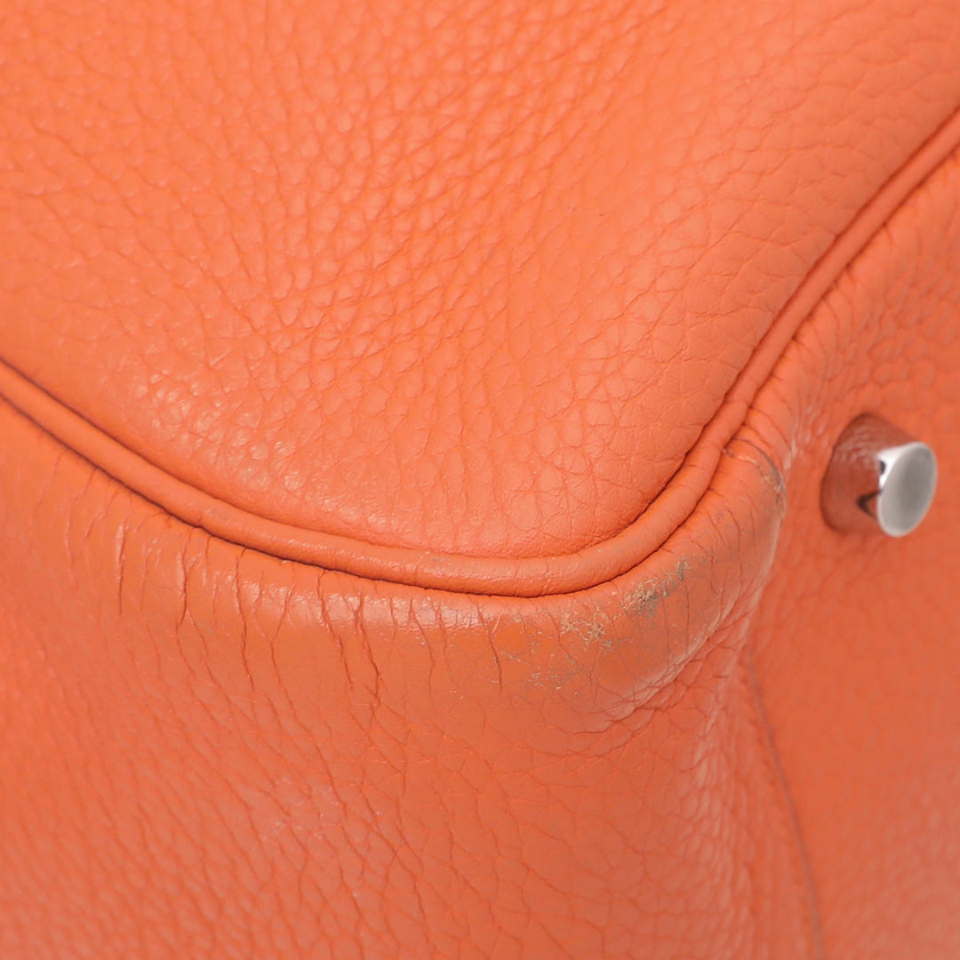 Hermes Orange Clemence Lindy 34 Bag