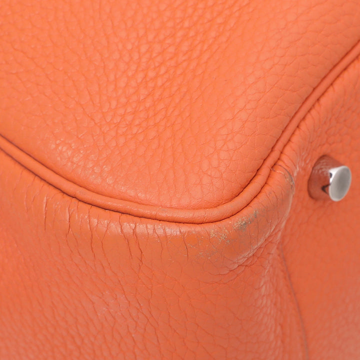 Hermes Orange Clemence Lindy 34 Bag