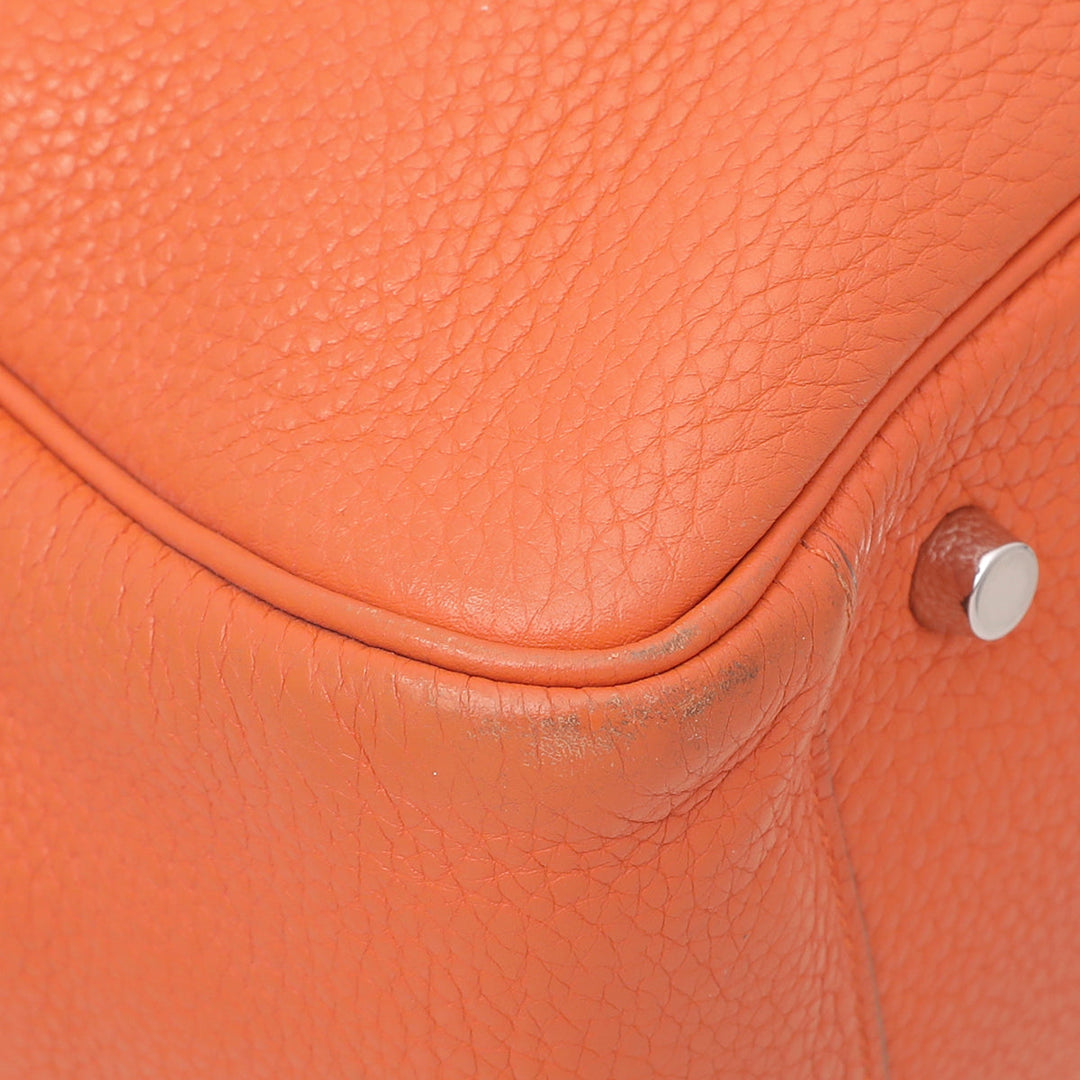 Hermes Orange Clemence Lindy 34 Bag