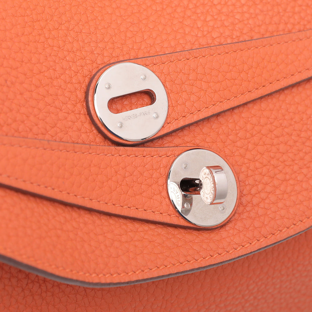 Hermes Orange Clemence Lindy 34 Bag