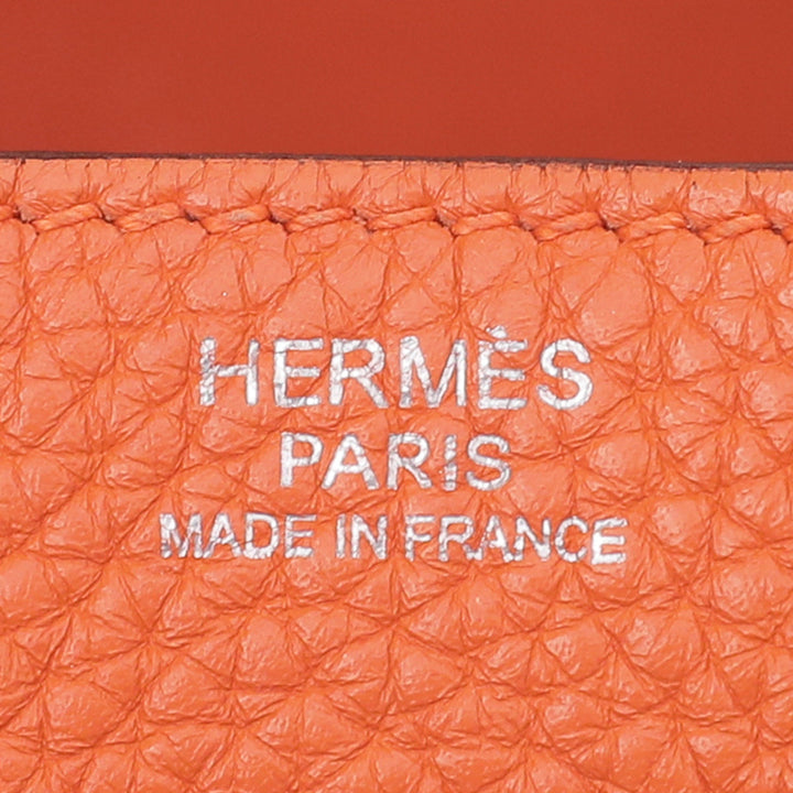 Hermes Orange Clemence Lindy 34 Bag
