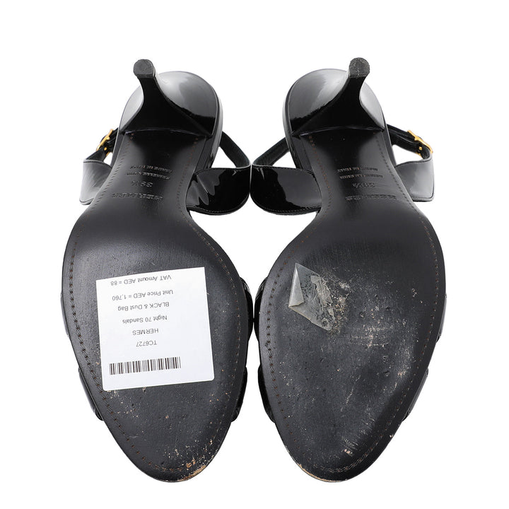 Hermes Black Night 70 Sandals 39.5
