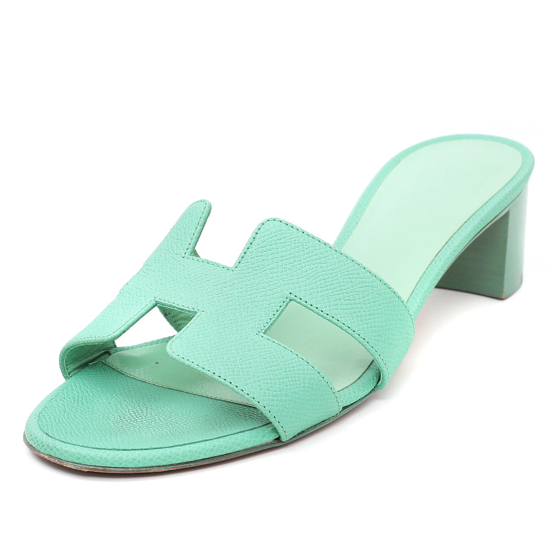 Hermes Vert Criquet Oasis Sandals 38.5