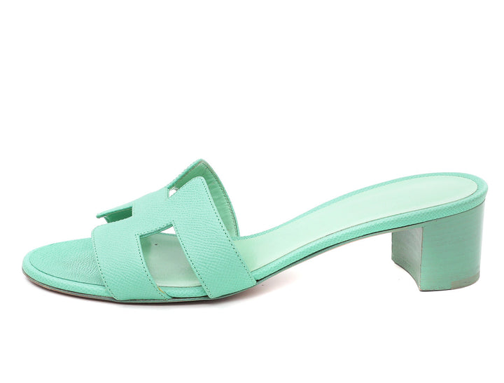 Hermes Vert Criquet Oasis Sandals 38.5