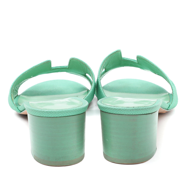 Hermes Vert Criquet Oasis Sandals 38.5