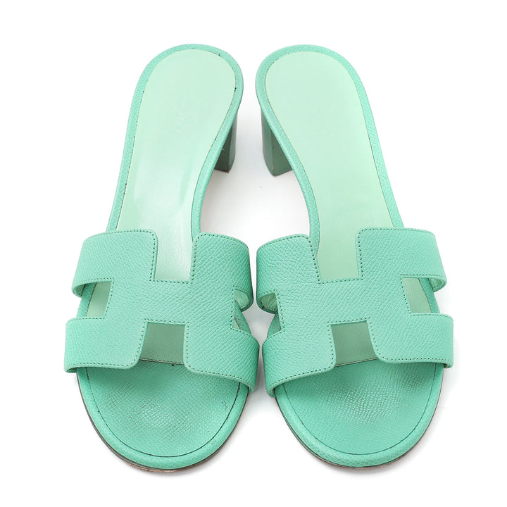 Hermes Vert Criquet Oasis Sandals 38.5