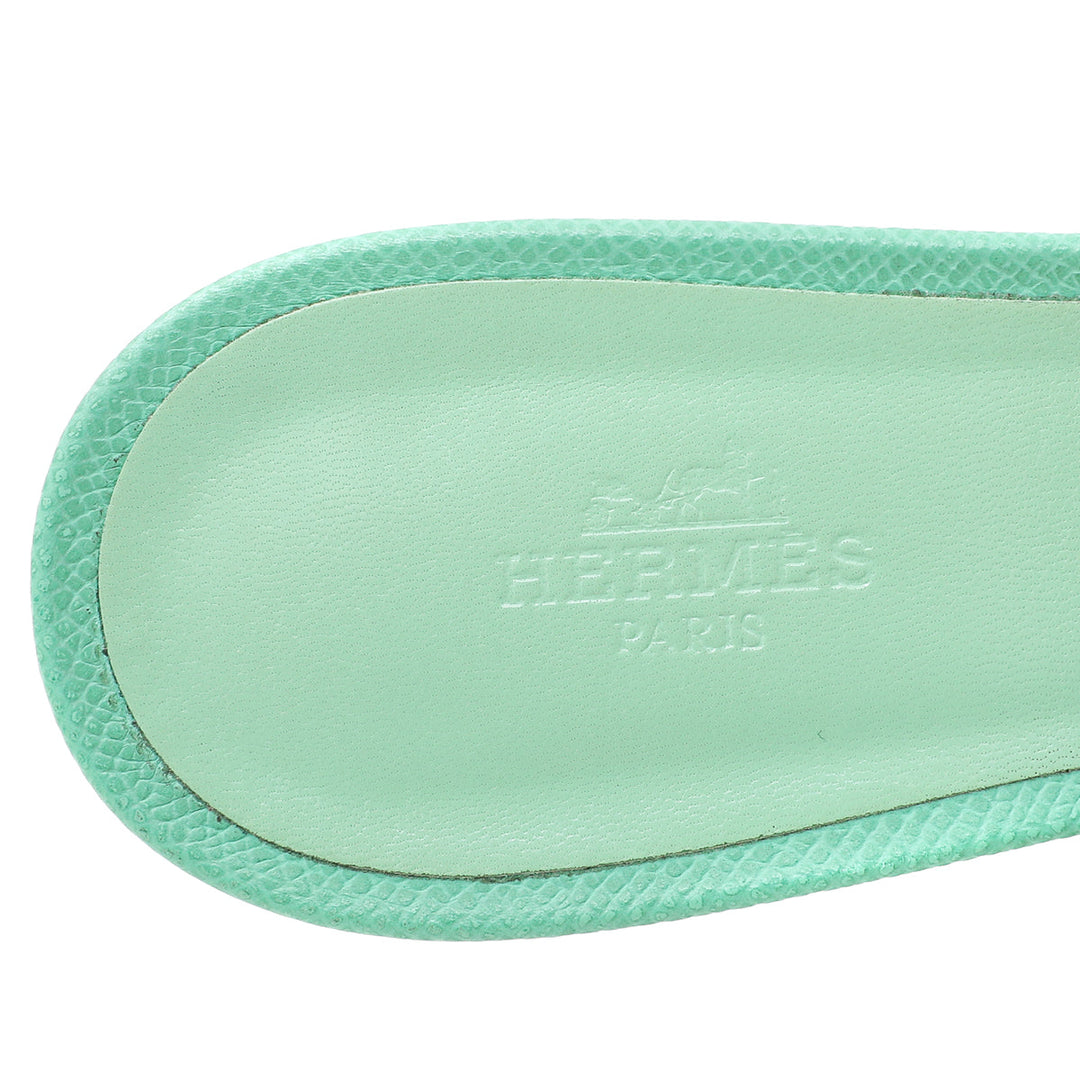 Hermes Vert Criquet Oasis Sandals 38.5