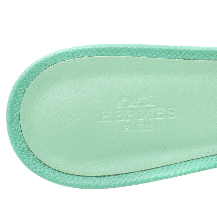Hermes Vert Criquet Oasis Sandals 38.5