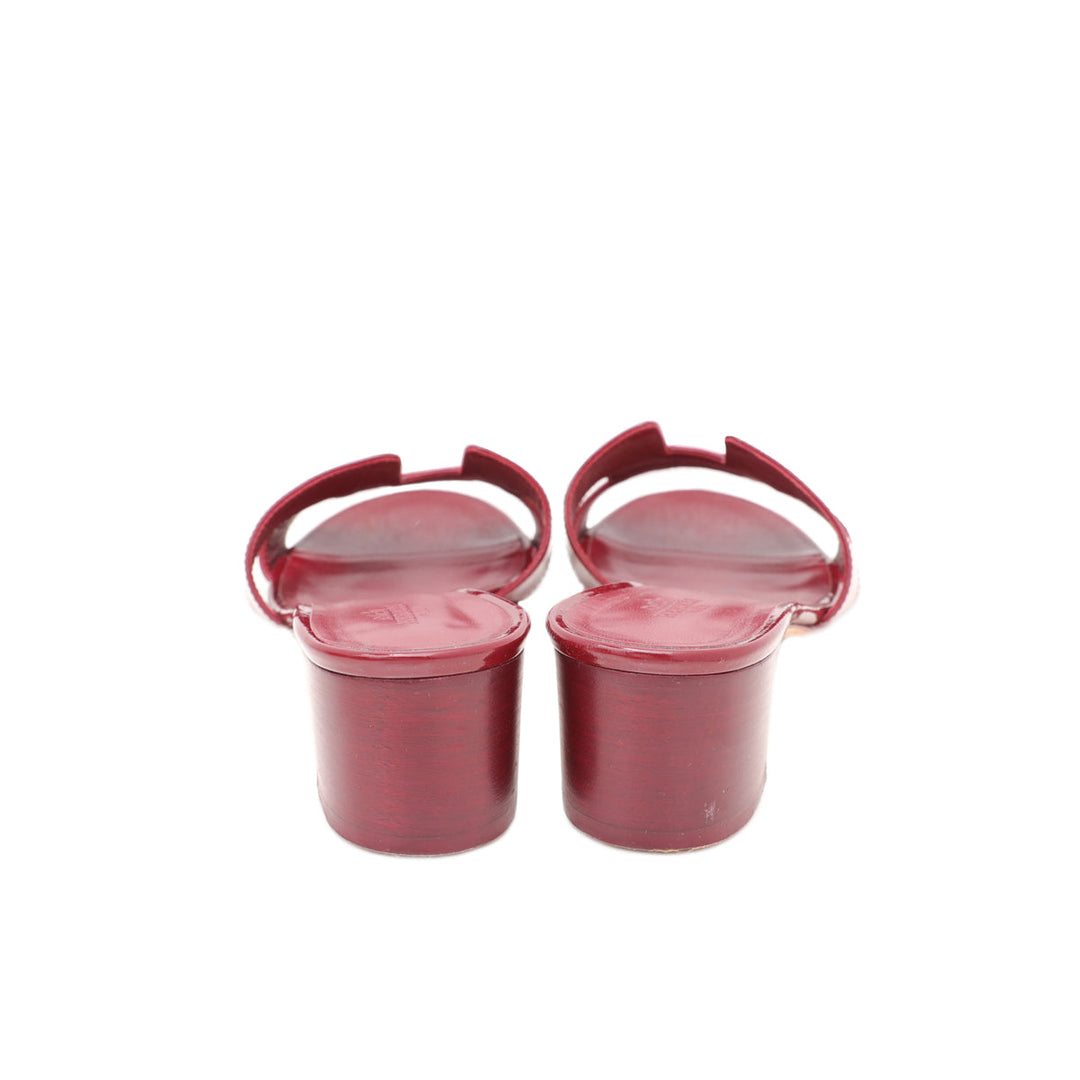 Hermes Bordeaux Oasis Sandals 38