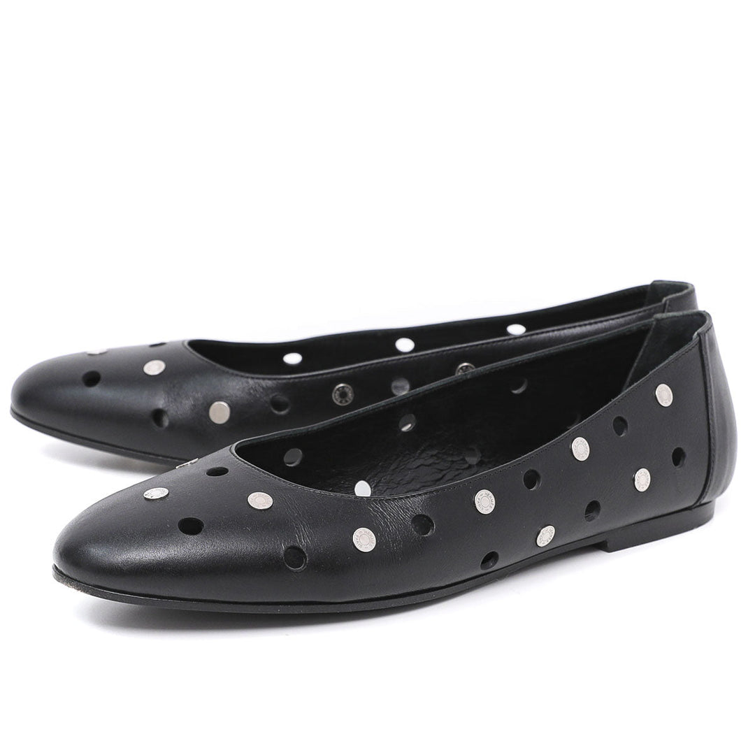 Hermes Black Olbia Ballerina Flats 39