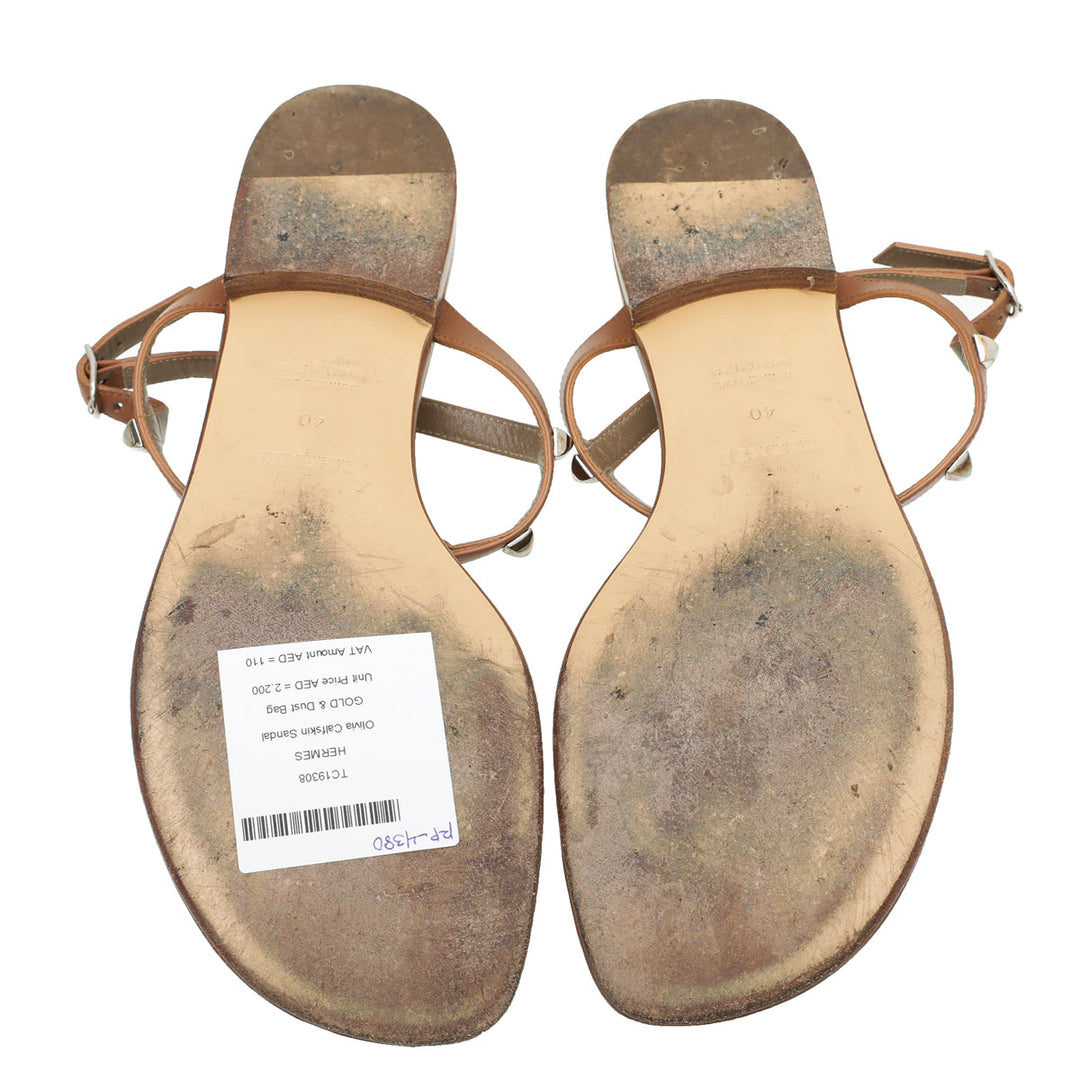 Hermes Gold Olivia Sandal 40