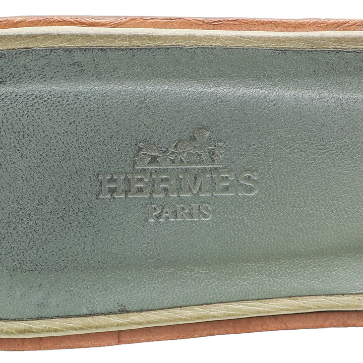 Hermes Mint Green Oran Ostrich Sandals 39
