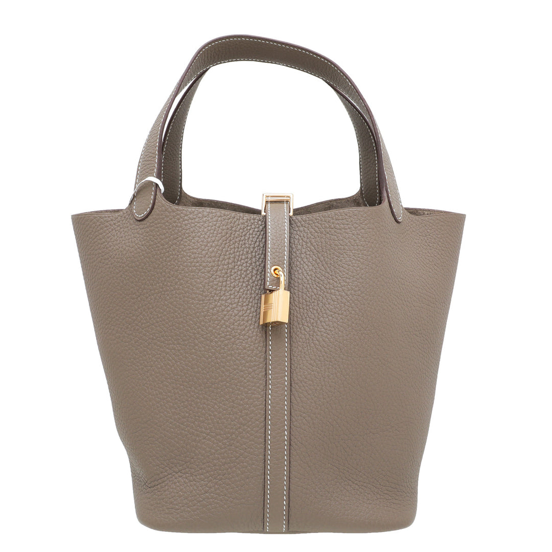 Hermes Etoupe Togo Picotin 22 Bag