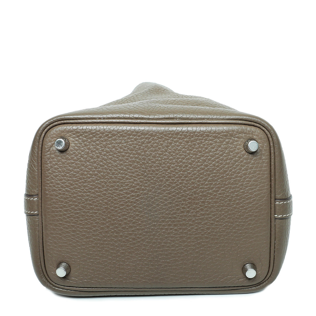 Hermes Etoupe Clemence Picotin 18 PM Bag