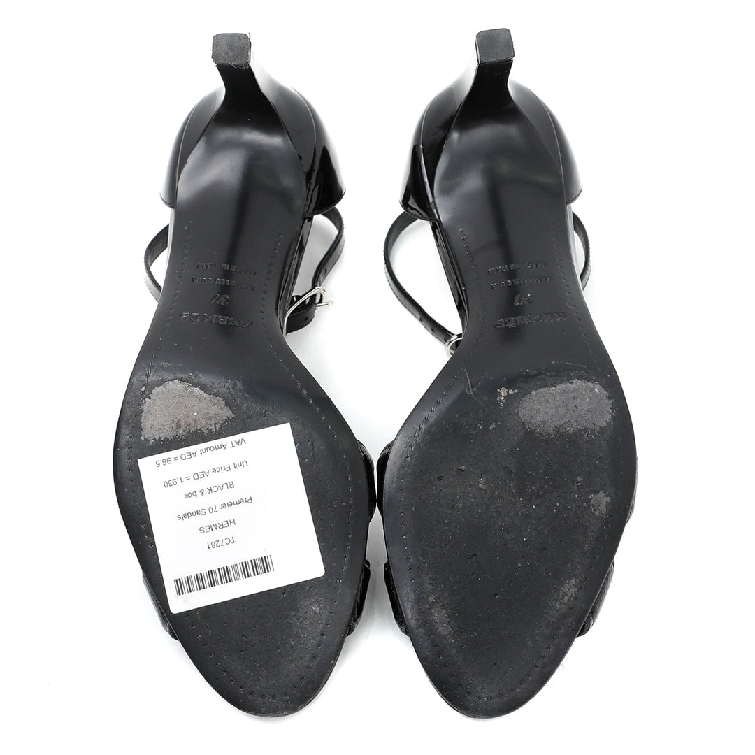 Hermes Black Premiere 70 Sandals 37