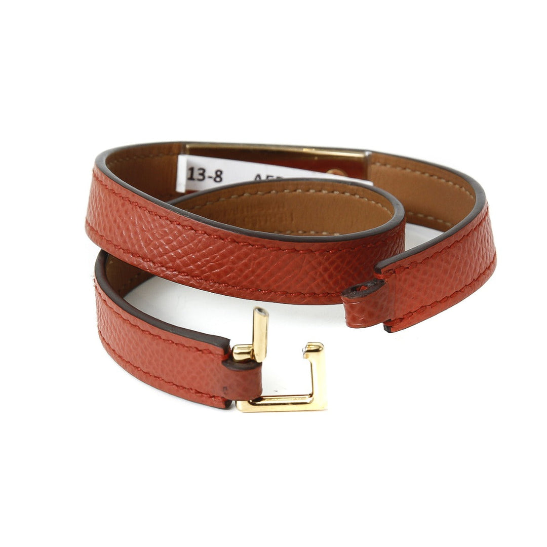 Hermes Orange Rivale Double Tour Bracelet Medium