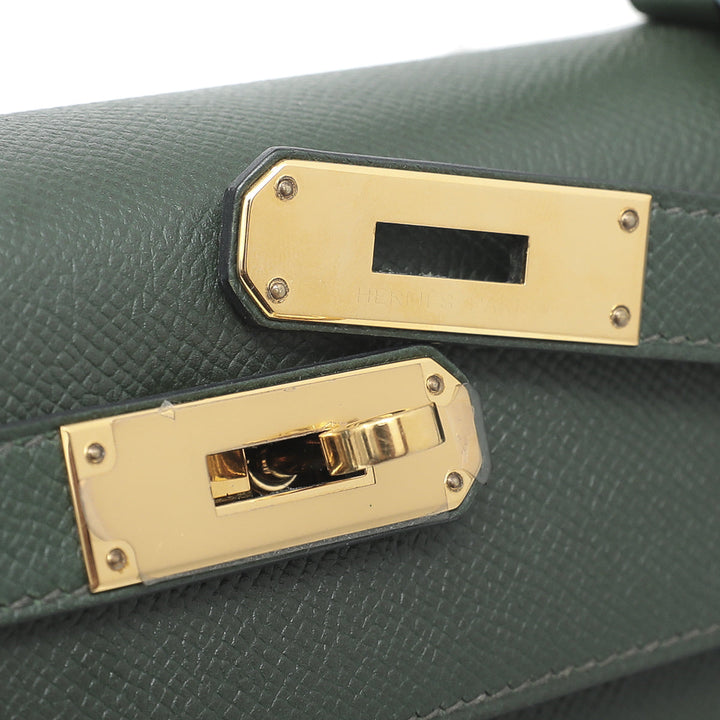 Hermes Vert Anglais Kelly Sellier Bag W- Hermes Scarf