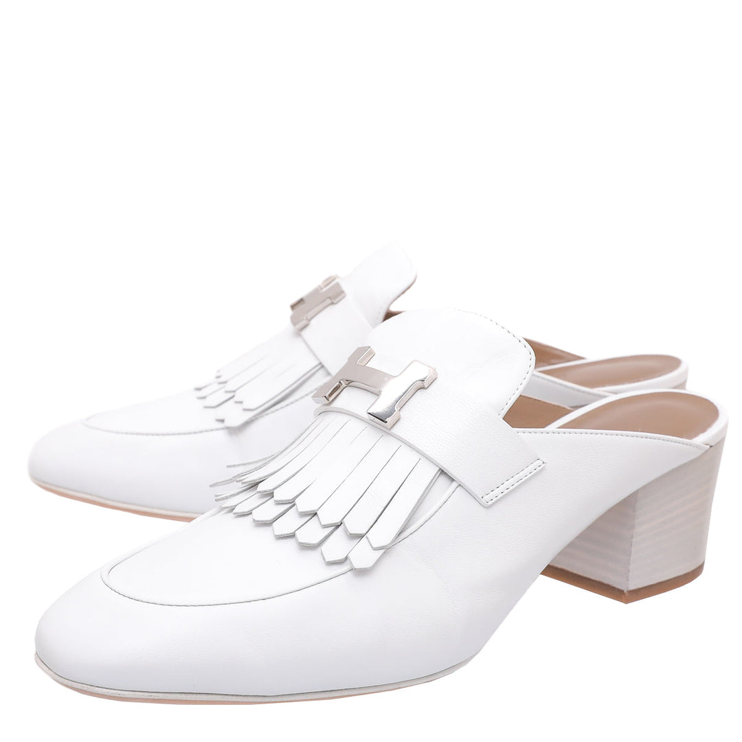 Top quality Hermes Blanc Tuileries Mules 40
