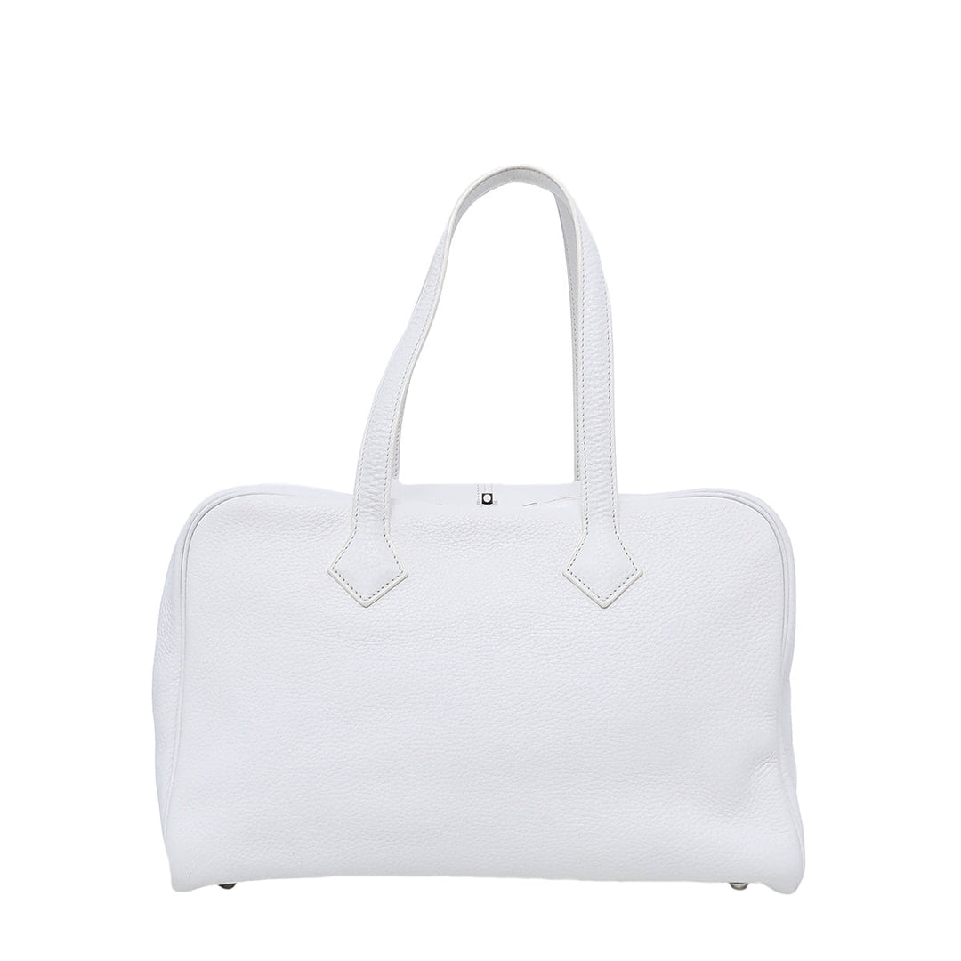 Hermes White Victoria II Fourre – Tout 35