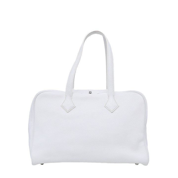 Hermes White Victoria II Fourre – Tout 35