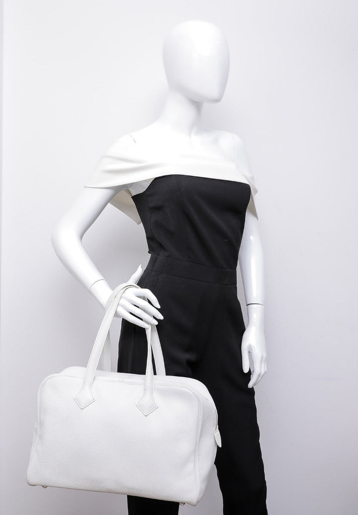 Hermes White Victoria II Fourre – Tout 35