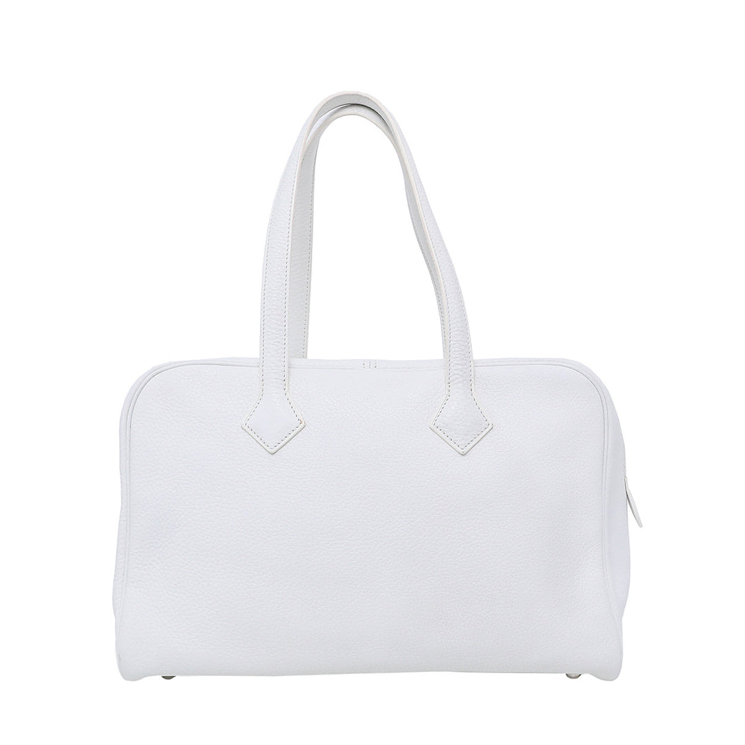 Hermes White Victoria II Fourre – Tout 35