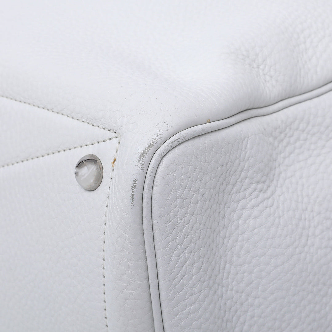 Hermes White Victoria II Fourre – Tout 35