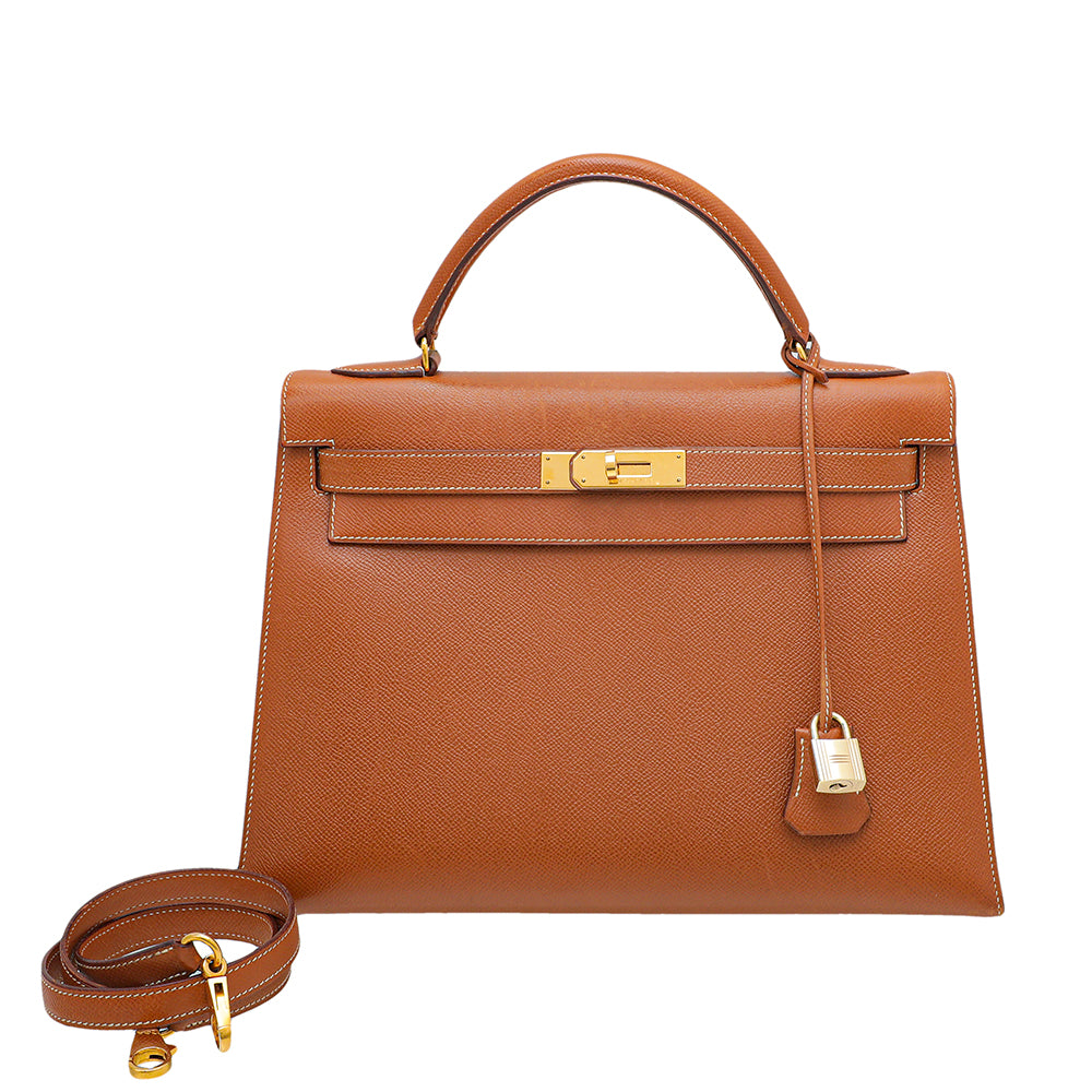 Hermes Gold Vintage Sellier Kelly 32 Bag