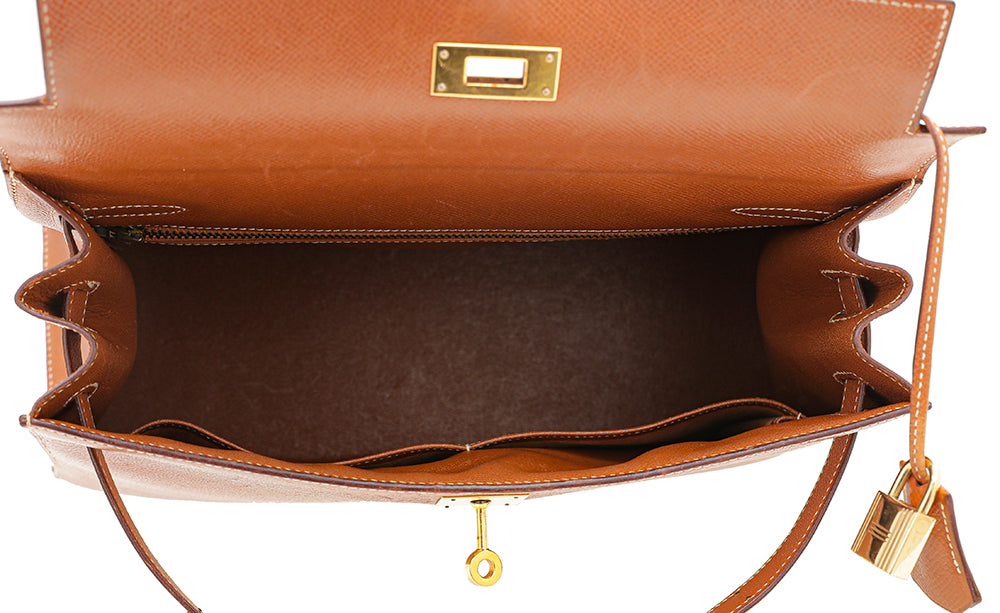 Hermes Gold Vintage Sellier Kelly 32 Bag