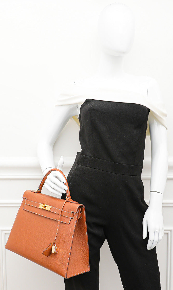 Hermes Gold Vintage Sellier Kelly 32 Bag