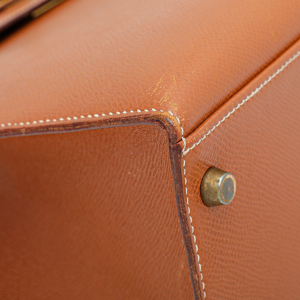 Hermes Gold Vintage Sellier Kelly 32 Bag