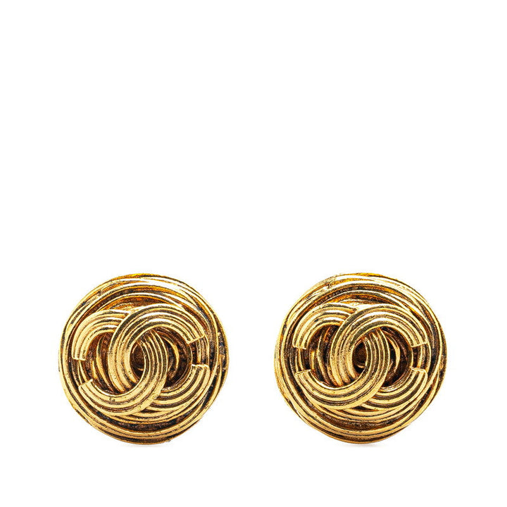 Top Quality Chanel Vintage Coco Mark Motif Earrings Gold