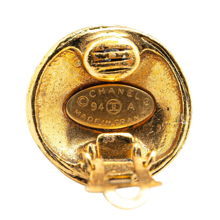 Top Quality Chanel Vintage Coco Mark Motif Earrings Gold