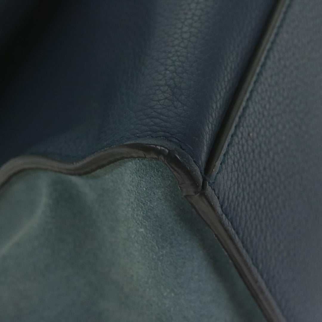 Celine Hand Bag Suede Leather Navy Auth hk1003
