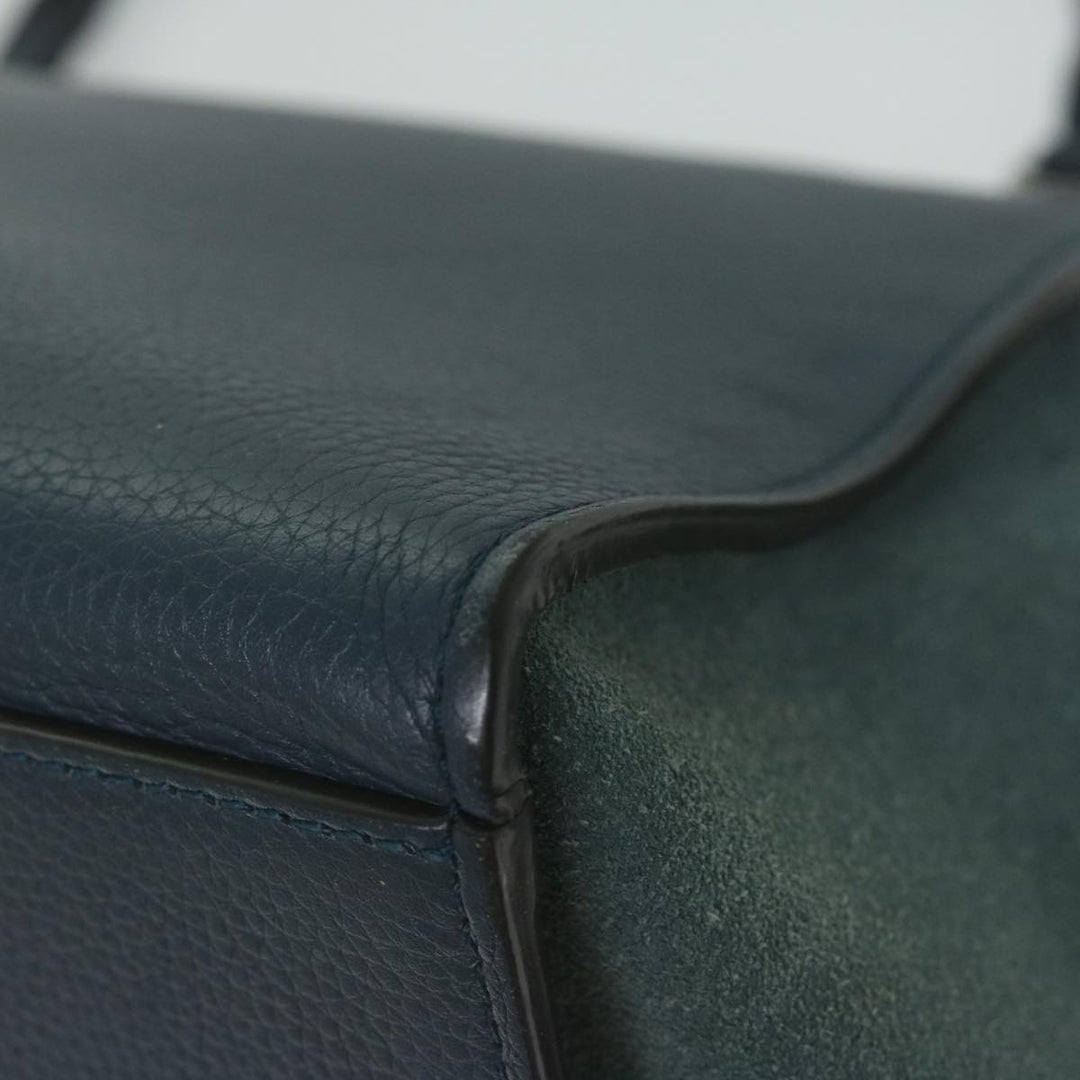 Celine Hand Bag Suede Leather Navy Auth hk1003