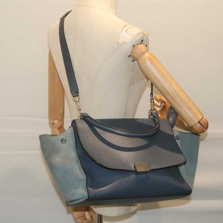 Celine Hand Bag Suede Leather Navy Auth hk1003