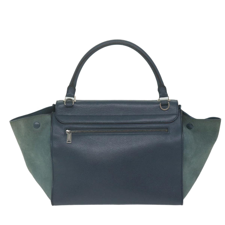 Celine Hand Bag Suede Leather Navy Auth hk1003