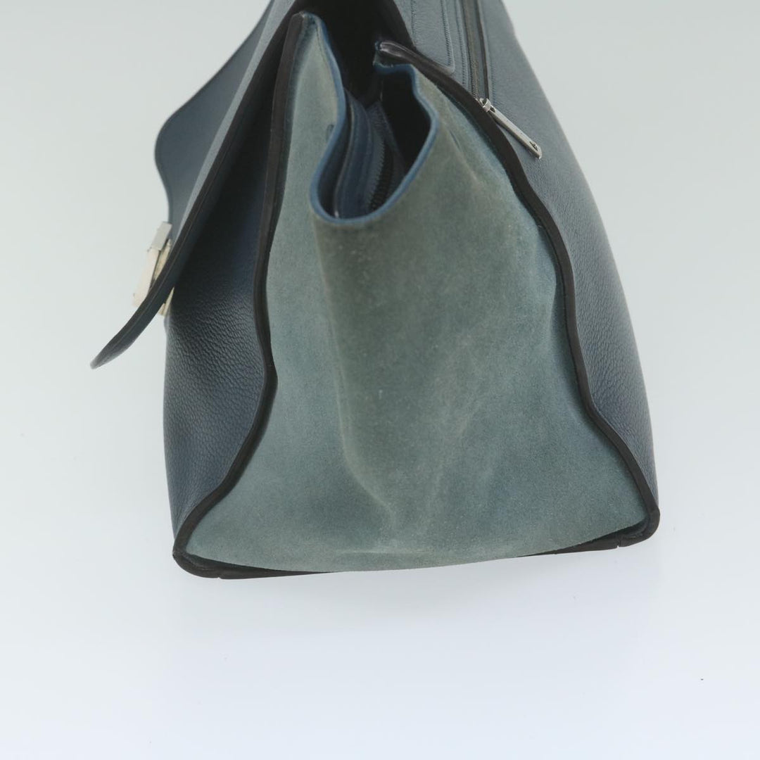 Celine Hand Bag Suede Leather Navy Auth hk1003