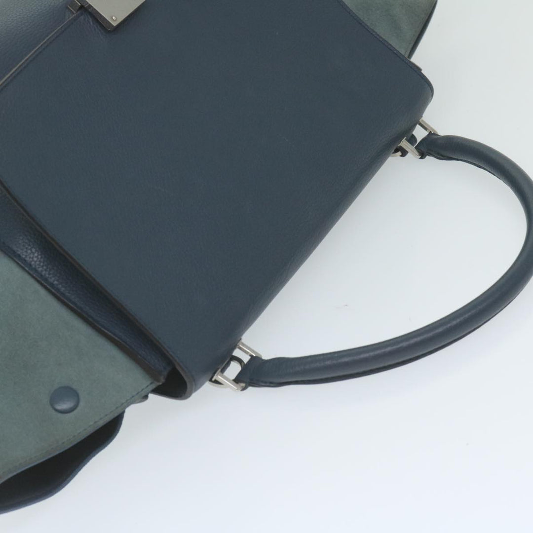Celine Hand Bag Suede Leather Navy Auth hk1003