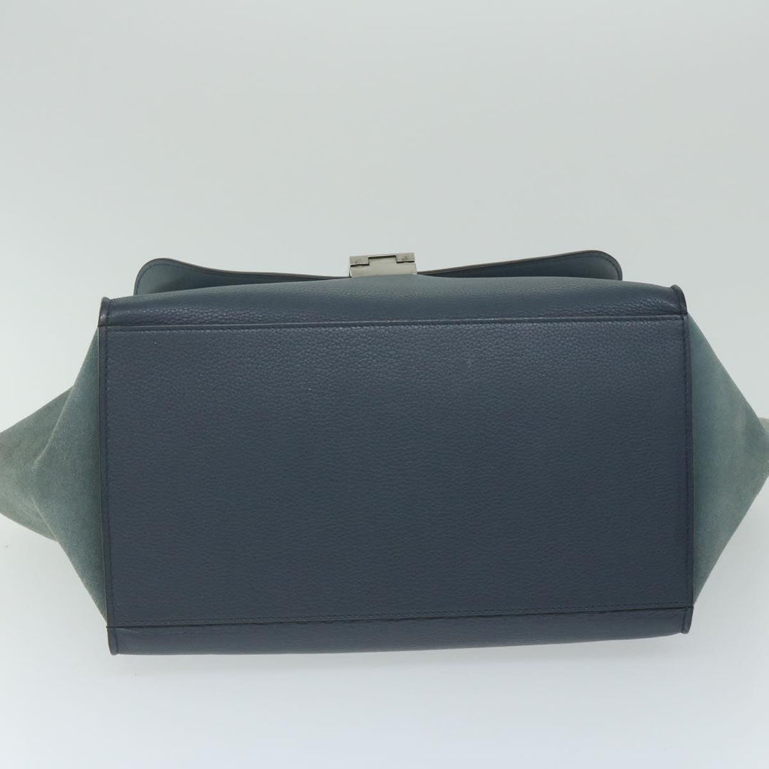 Celine Hand Bag Suede Leather Navy Auth hk1003