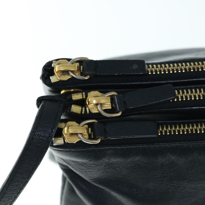 Celine Trio Shoulder Bag Leather Black  hk1006