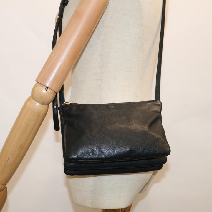 Celine Trio Shoulder Bag Leather Black  hk1006